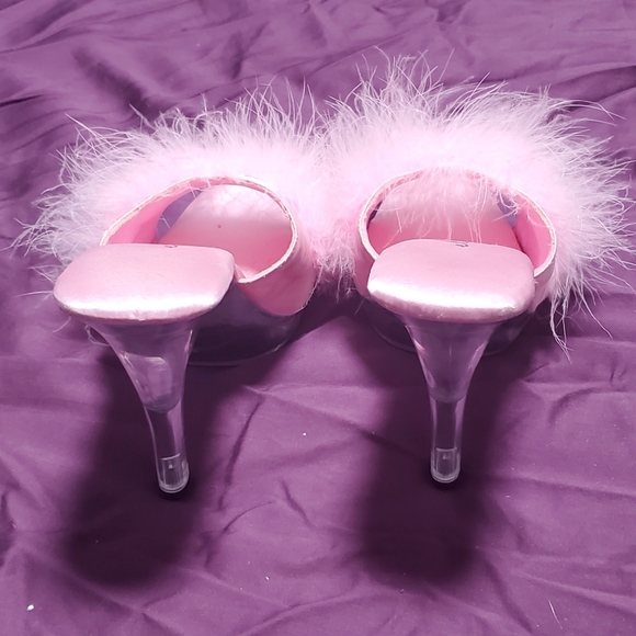 Ellie pink and clear feather 5 in heels size 9 - Picture 6 of 7